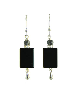 Black Onyx and Hematite Earrings For Root Chakra