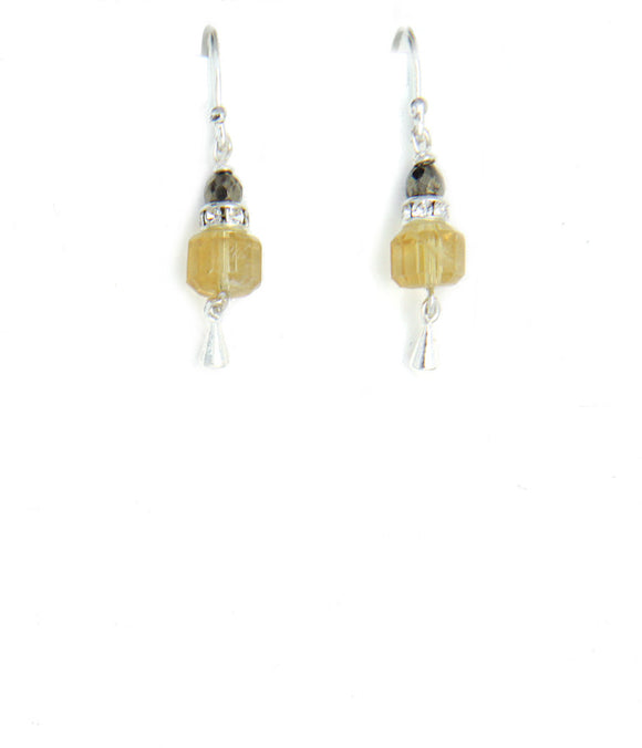 Citrine and Golden Pyrite Earrings for Core Chakra