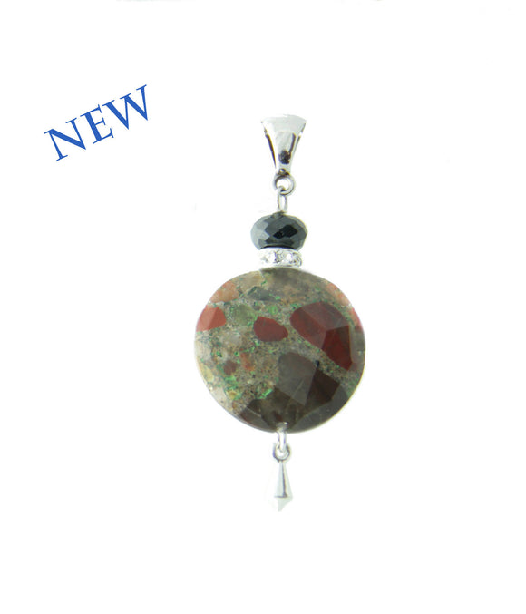Spotted Jasper and Black Spinel Pendant for Root Chakra