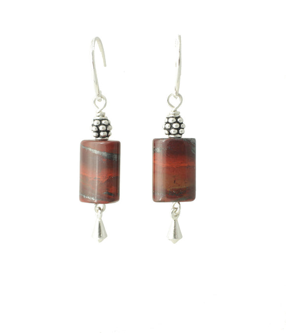 Red Jasper Rectangle Earrings - root chakra earrings