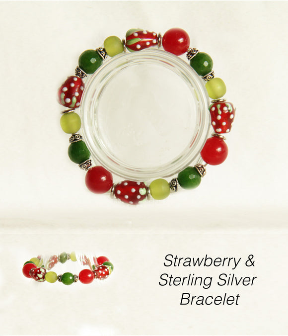 Strawberries & Sterling Bracelet for Heart Chakra
