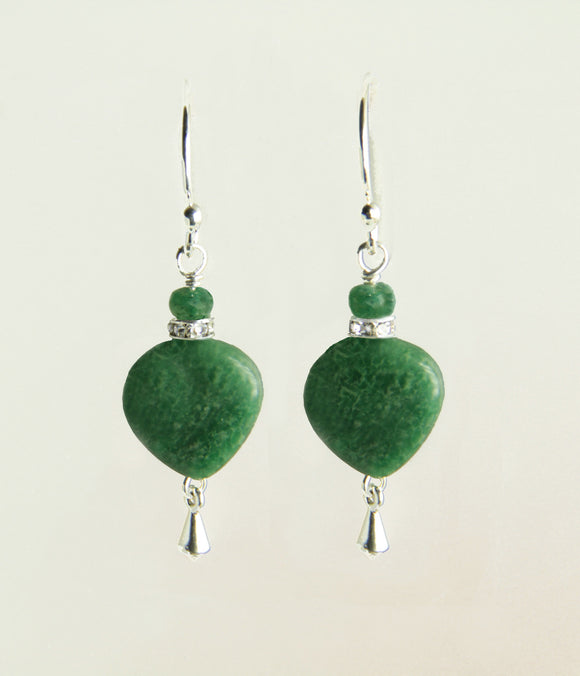 African Jade and Emerald Earrings for Heart Chakra