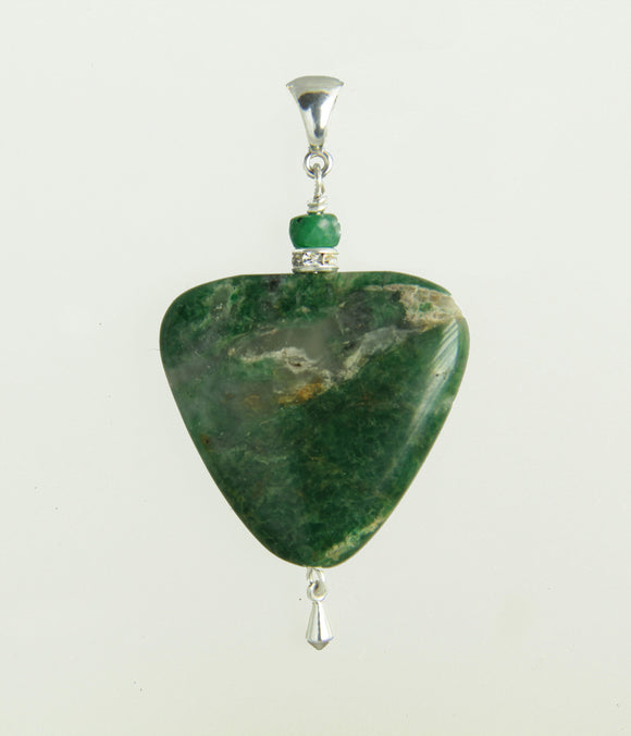 African Jade and Emerald Pendant for Heart Chakra