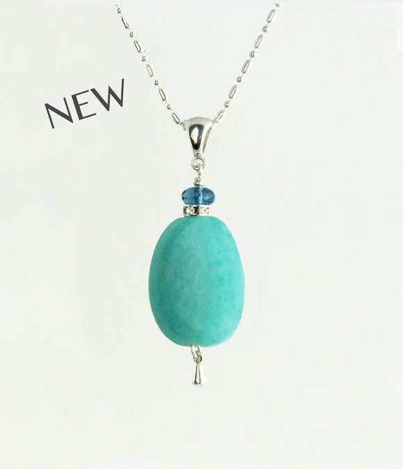 Amazonite and London Blue Topaz Necklace for Throat Chakra