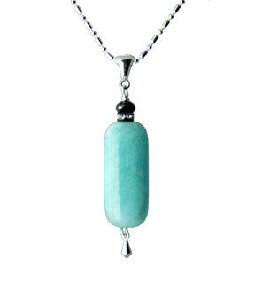 Amazonite and Black Spinel Necklace for Throat Chakra