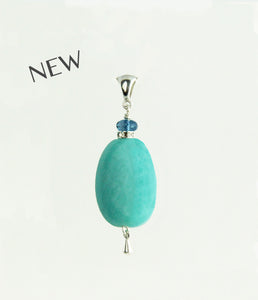 Amazonite and London Blue Topaz Pendant for Throat Chakra