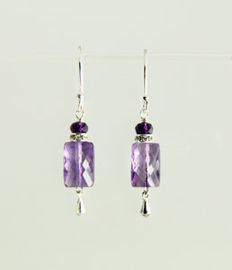 Amethyst Rectangle Earrings For Crown Chakra