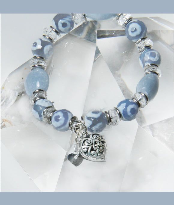 DENIM BLUE STRETCH BRACELET FOR THROAT CHAKRA