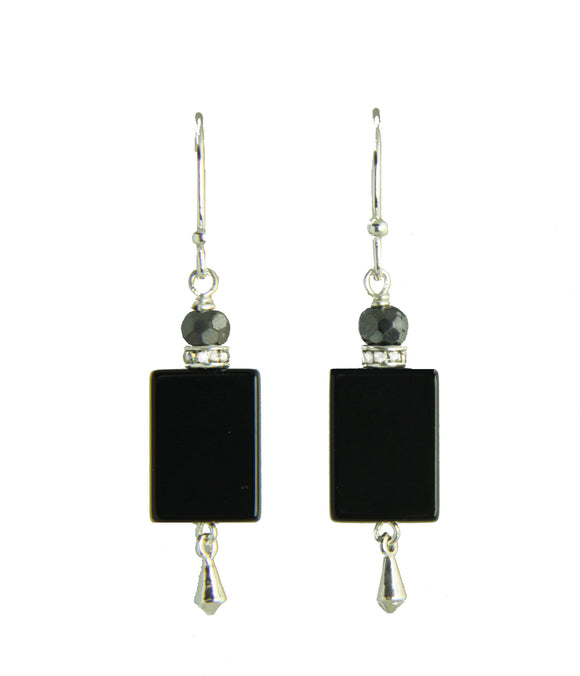 Black Onyx and Hematite Earrings For Root Chakra