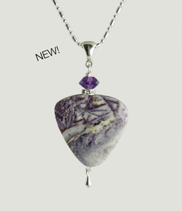 Chinese Charoite and Amethyst Necklace for Crown Chakra