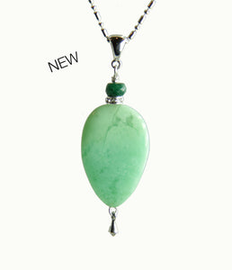 Chrysoprase and Emerald Pendant for Heart Chakra