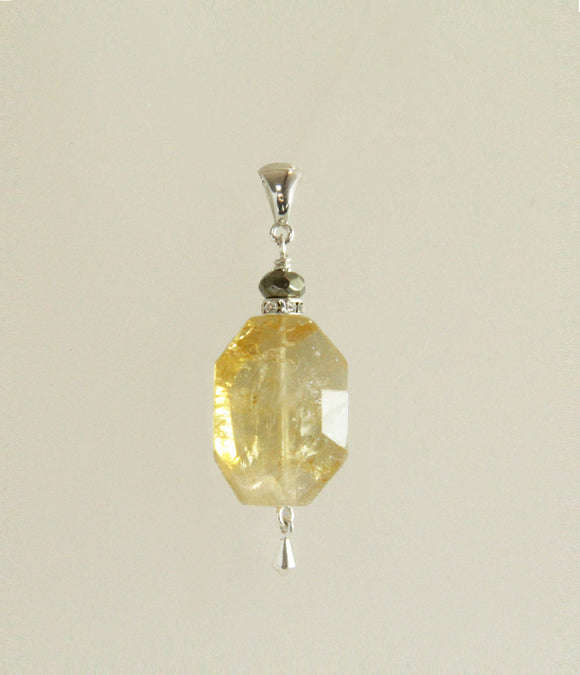 Citrine and Golden Pyrite Pendant for Core Chakra