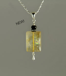 Citrine Rectangle and Black Spinel Necklace for Core Chakra