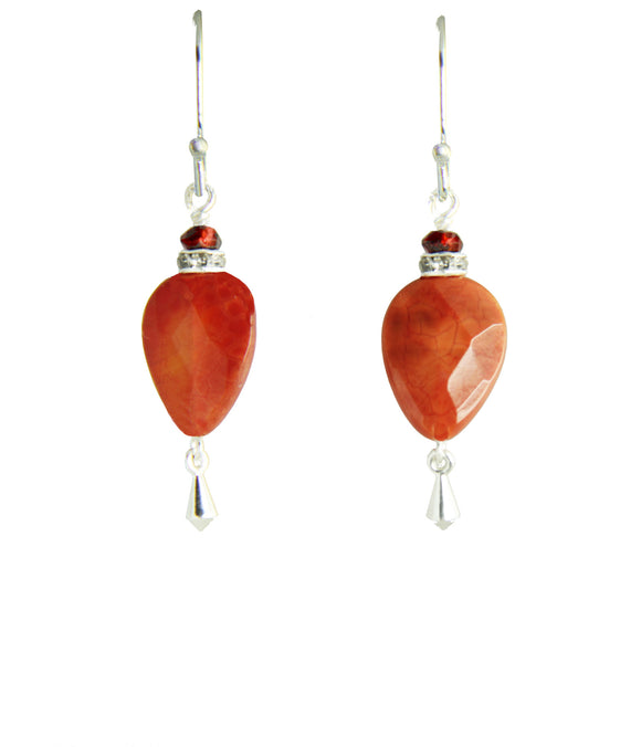 Fire Agate and Garnet Earrings for Sacral Chakra