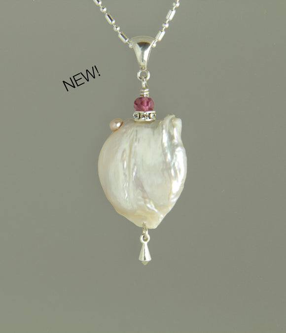 Freshwater Pearl and Tourmaline Necklace for Crown Chakra