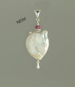 Freshwater Pearl and Tourmaline Pendant for Crown Chakra