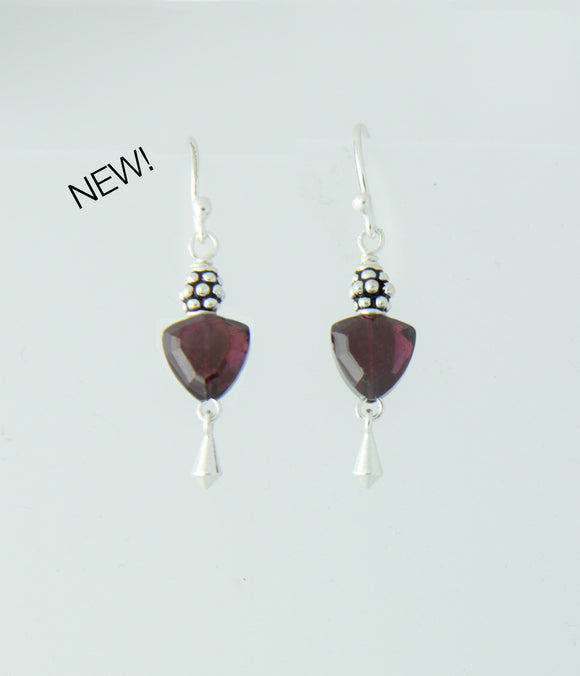 Garnet Trillion Earrings for Root Chakra