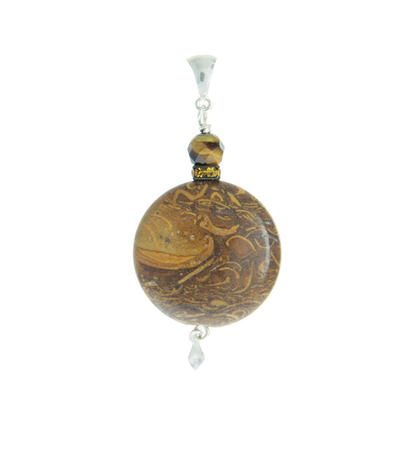 Elephant Skin Jasper & Tiger Eye Pendant for Core Chakra