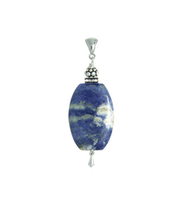 Brazilian Sodalite and Blue Quartz Pendant For Throat Chakra