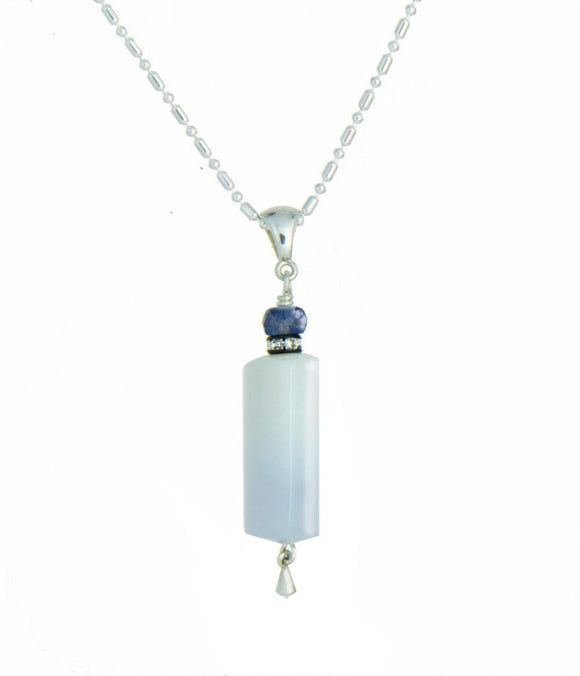 Blue Chalcedony and Iolite Necklace for Throat Chakra