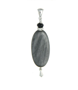Gray Cat's Eye and Black Spinel Pendant - Root Chakra