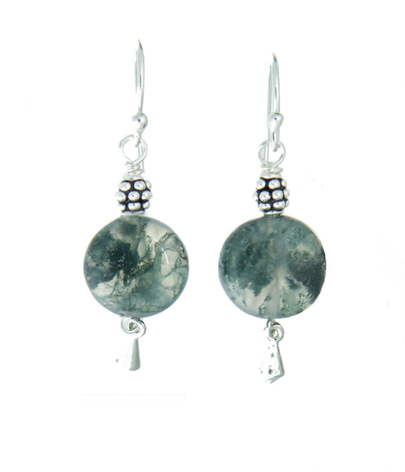 Moss Agate Earrings for Heart Chakra