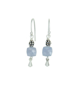 Chalcedony Cube Earrings for Throat Chakra