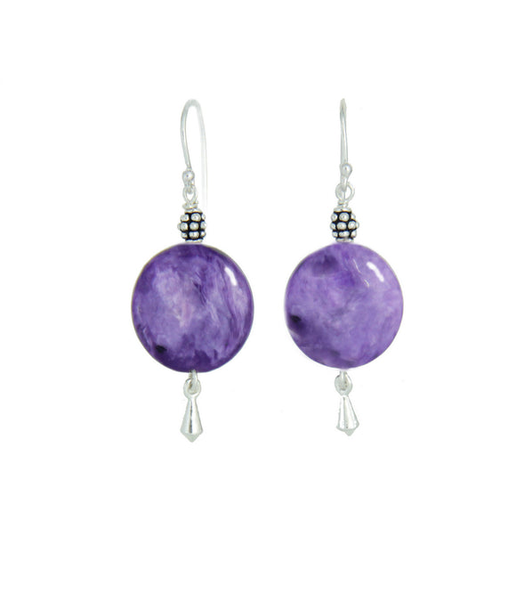 Russian Charoite Earrings for Crown Chakra