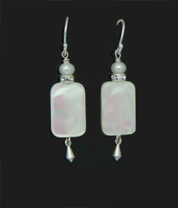 Mother of Pearl and Pearl Earrings for Crown Chakra