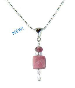 Rhodonite and Tourmaline Necklace for heart chakra