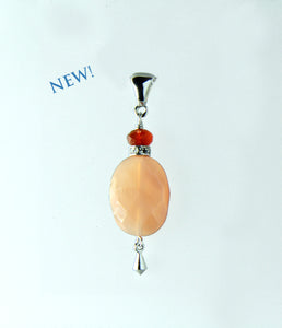 Peach Moonstone and Mandarin Carnelian Pendant for Sacral Chakra