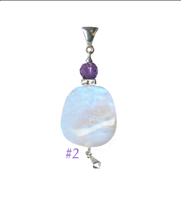 Moonstone and Amethyst Pendant for Crown Chakra