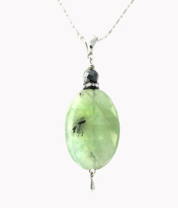 Prehnite/Hematite Necklace for Heart Chakra