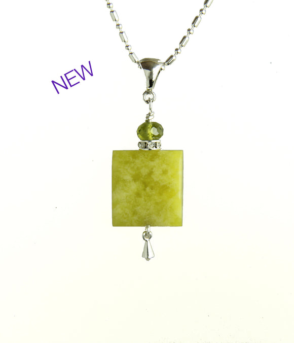 Korean Jade and Peridot Necklace for Heart Chakra