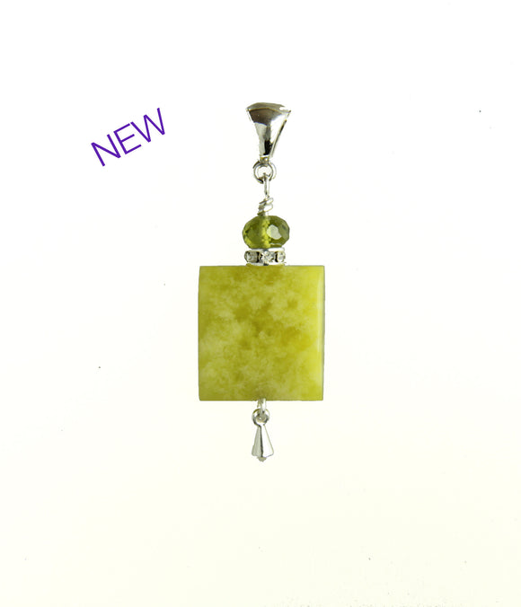 Korean Jade and Peridot Pendant for Heart Chakra