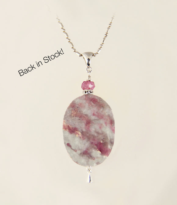 Lepidolite and Pink Sapphire Necklace for Heart Chakra