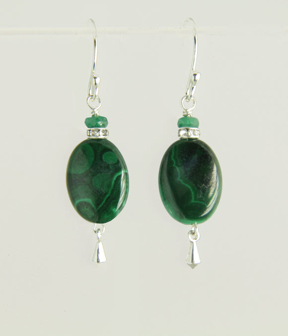 Malachite and Emerald Earrings For Heart Chakra