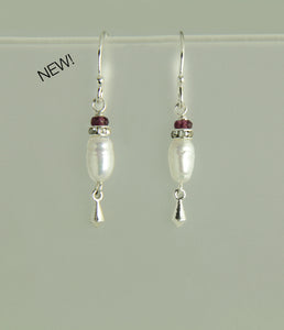 Freshwater Pearl and Garnet Earrings