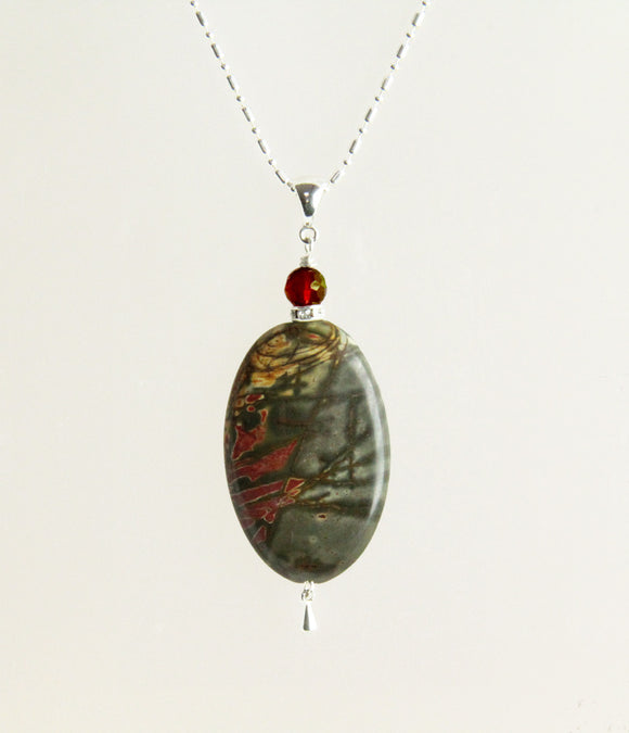 Red Creek Jasper #1 and Carnelian Necklace for Root Chakra