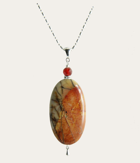 Red Creek Jasper #2 and Carnelian Necklace for Root Chakra