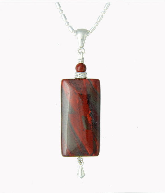 Red Jasper Rectangle Necklace - root chakra necklace