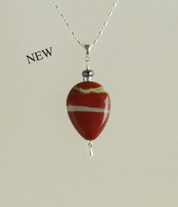 Red Picture Jasper and Hematite Necklace for Root Chakra