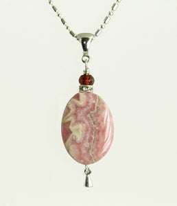 Rhodochrosite and Garnet Necklace for Heart Chakra