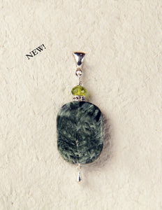 Seraphinite and Peridot Pendant for Heart Chakra