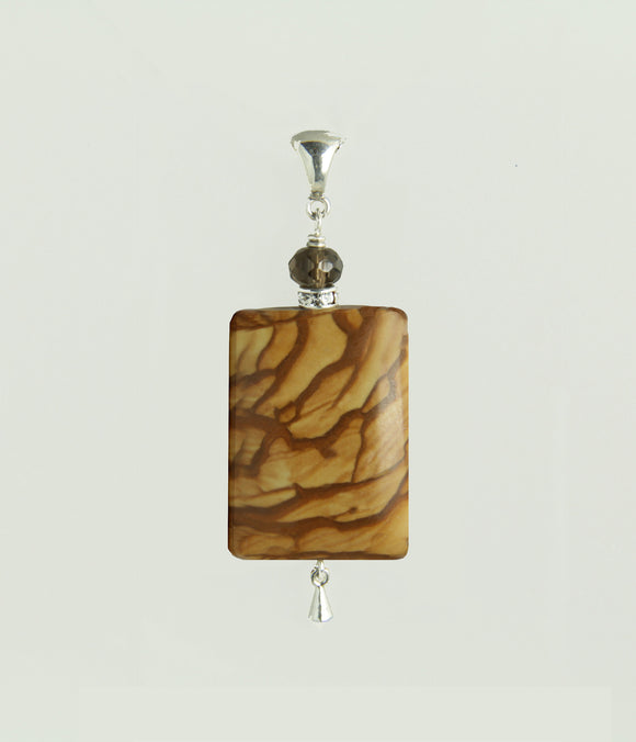 Wood Jasper and Smoky Quartz Pendant