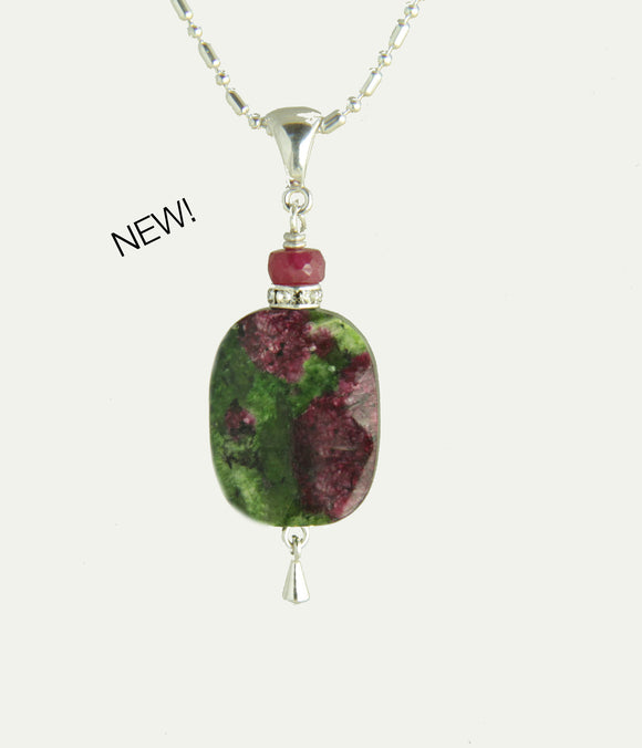 Zoisite and Ruby Necklace for Heart Chakra