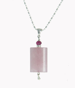 Rose Quartz and Tourmaline Necklace for Heart Chakrae
