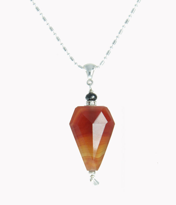 Carnelian Trapezoid and Black Spinel Necklace for Sacral Chakra