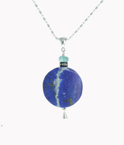 Matte Lapis Lazuil and Apatite Necklace For Third Eye Chakra