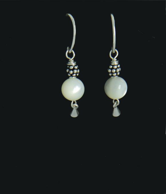 Mother of Pearl Round Earrings for Crown Chakra